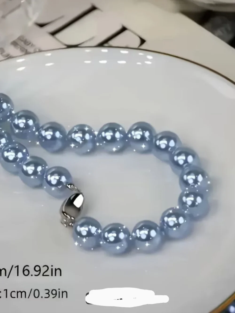 Classic Light Blue Pearl Necklace - Women Jewelry